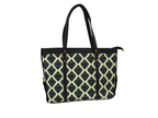 BLACK FLORAL DAMASK PATTERN LAPTOP TOTE BAG