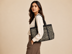 MIDNIGHT BLOOM FLORAL LAPTOP TOTE BAG