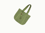 SAGE GREEN RAFIA TOTE WITH TASSEL