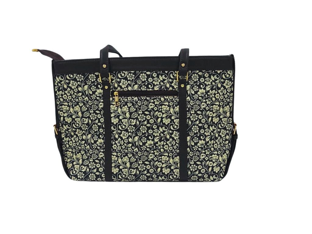 MIDNIGHT BLOOM FLORAL LAPTOP TOTE BAG