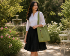 SAGE GREEN RAFIA TOTE WITH TASSEL
